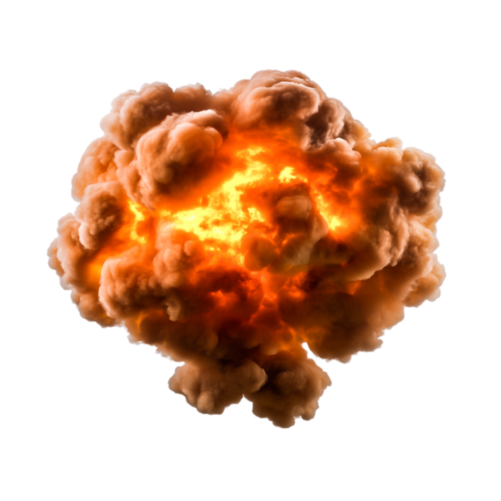 Dramatic Explosion with Fiery Flames and Billowing Smoke Clouds png