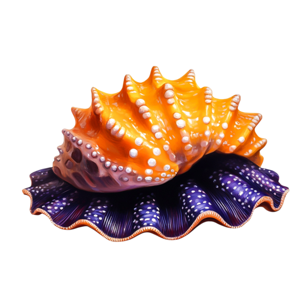 Colorful Sea Shell on Coastal Rock Surrounded by Ocean Wave Patterns png