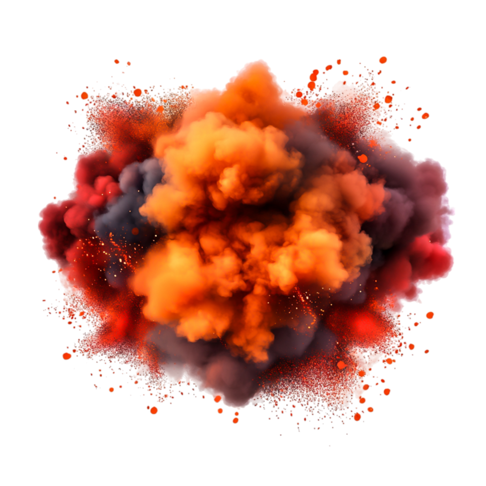 Vibrant Colorful Explosion with Rich Smoke and Dynamic Particles in Background png
