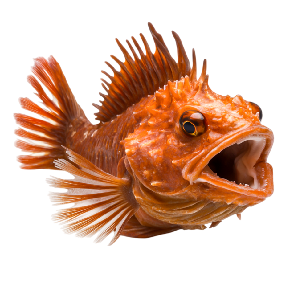 Vibrant Orange Fish with Intricate Fins in a Dynamic Pose png