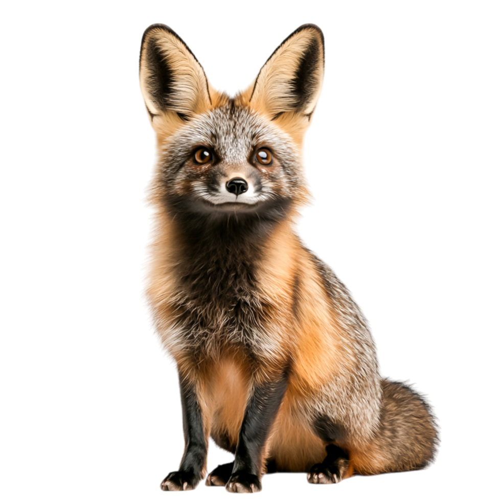 Adorable Orange Fox Sitting on Its Tail with Beautiful Fur and Expressive Eyes png