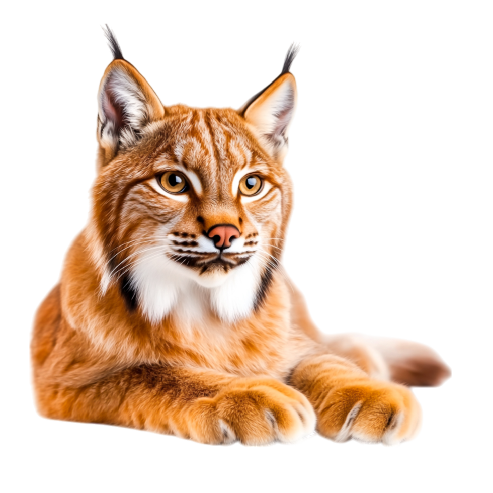 closeup of a Beautiful Lynx Relaxing with Bright Eyes and Soft Fur png