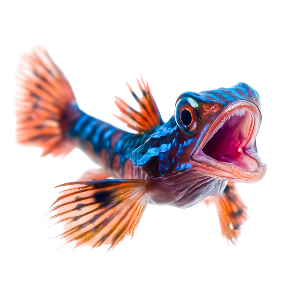 Vibrant and Colorful Fish with Open Mouth in a Bright Environment png