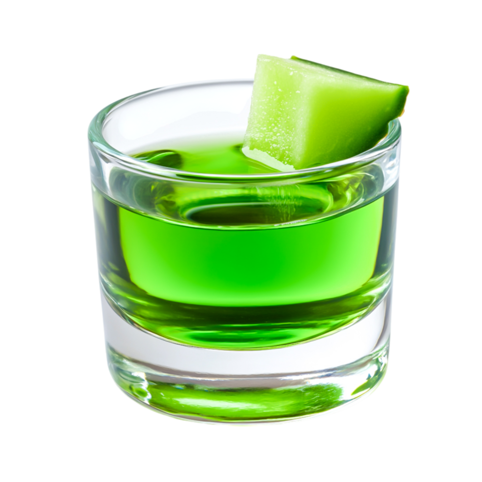 Vibrant Green Drink in Glass with Lime Garnish on png