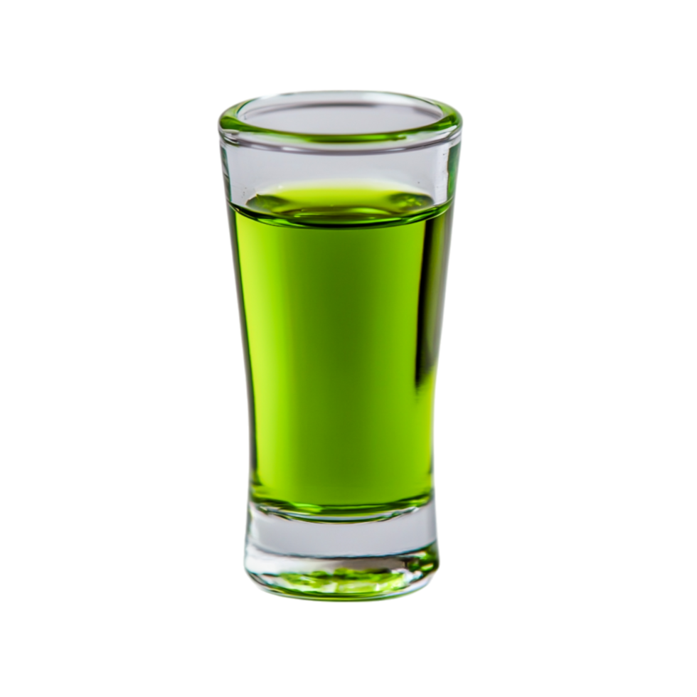 Vibrant Green Liquid in Shot Glass with Crisp Edges and Bright Hue png