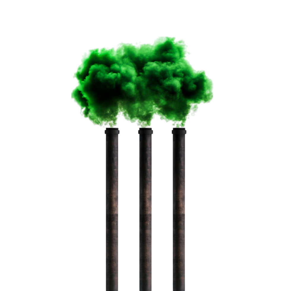 Smoke Emitting from Industrial Stacks in Bright Green Color png