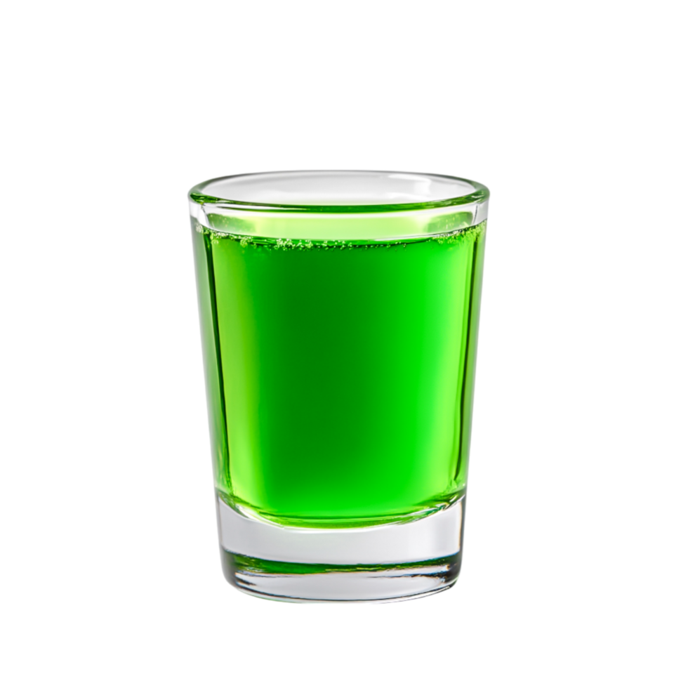 Bright Green Beverage in Transparent Shot Glass on png