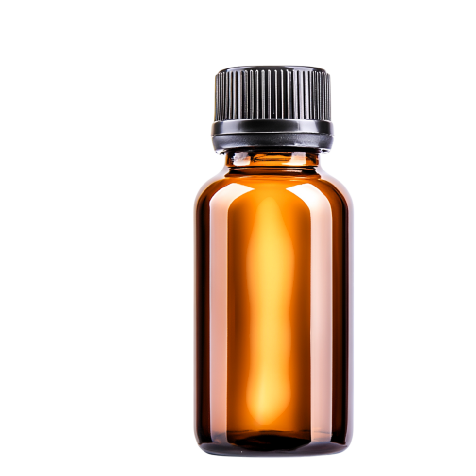 Amber Glass Bottle with Black Cap for Essential Oils and Liquid Storage png