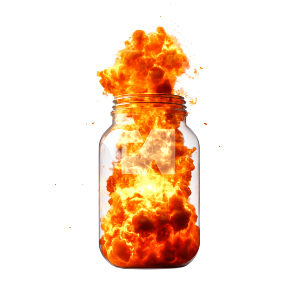 Explosive Fireball Erupting from a Glass Jar png