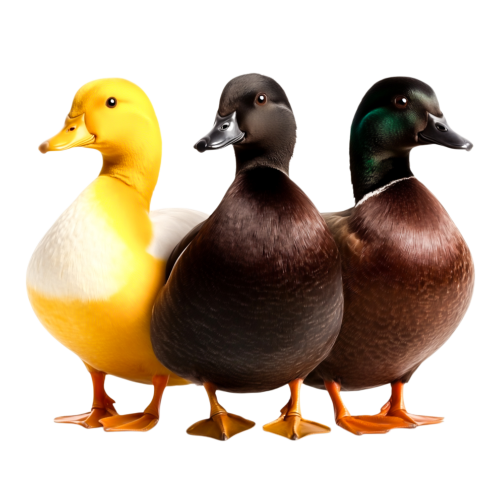 Colorful Ducks Portrait with Vibrant Feathers and Charming Expressions png