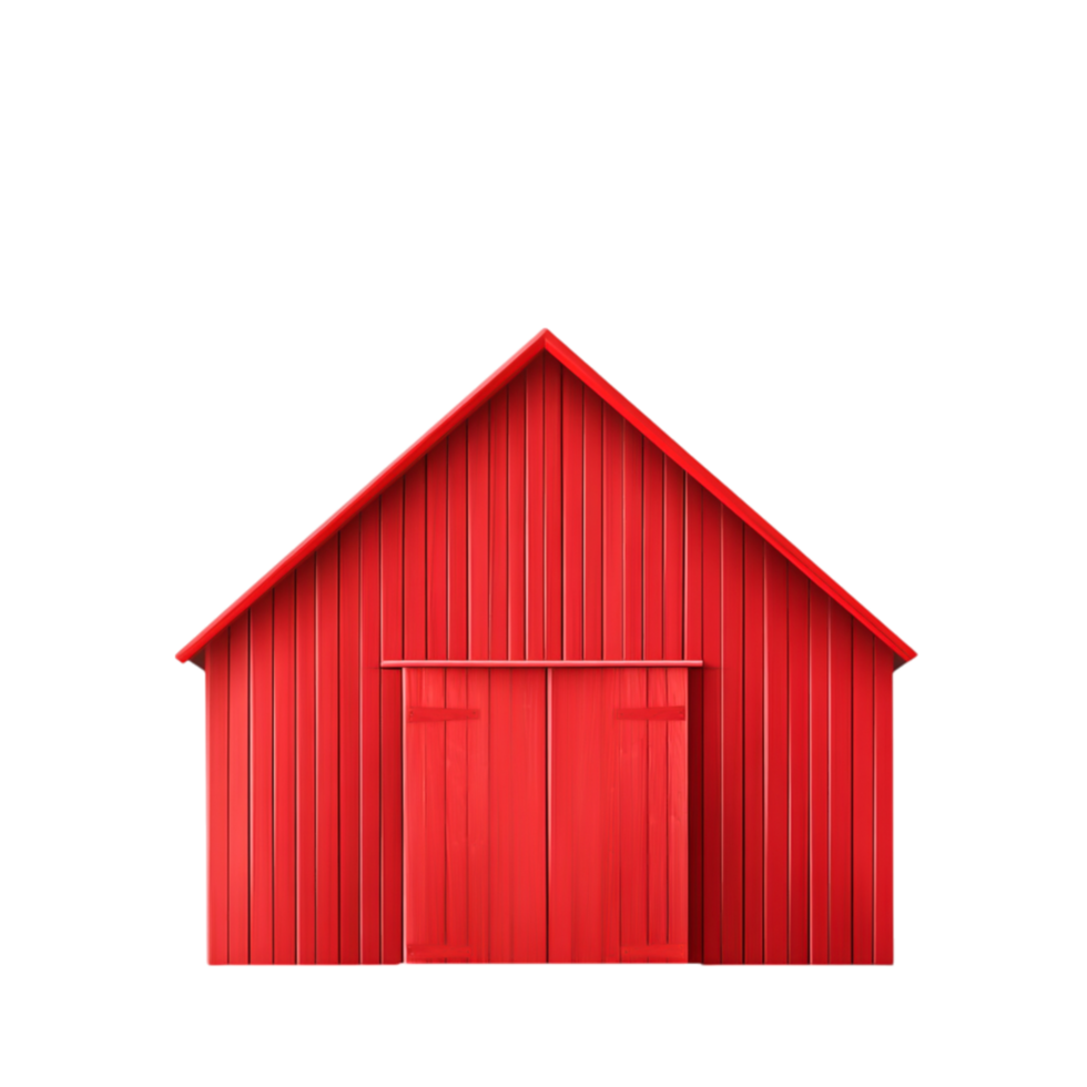 Bright Red Barn with Wooden Doors Against a Clean png