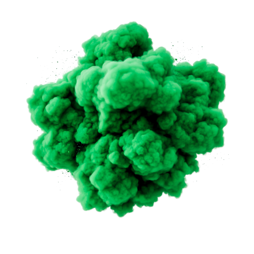 Vibrant Green Abstract Smoke Cloud Isolated on Transparent Background png
