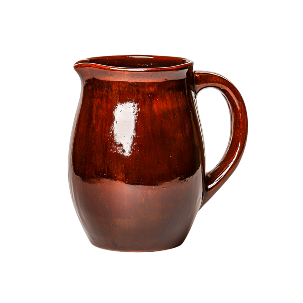 Rustic Ceramic Pitcher with Glossy Finish for Home Decor and Table Setting png