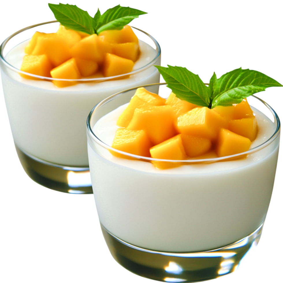 Fresh Mango Dessert with Creamy Yogurt in Elegant Glass Cups png