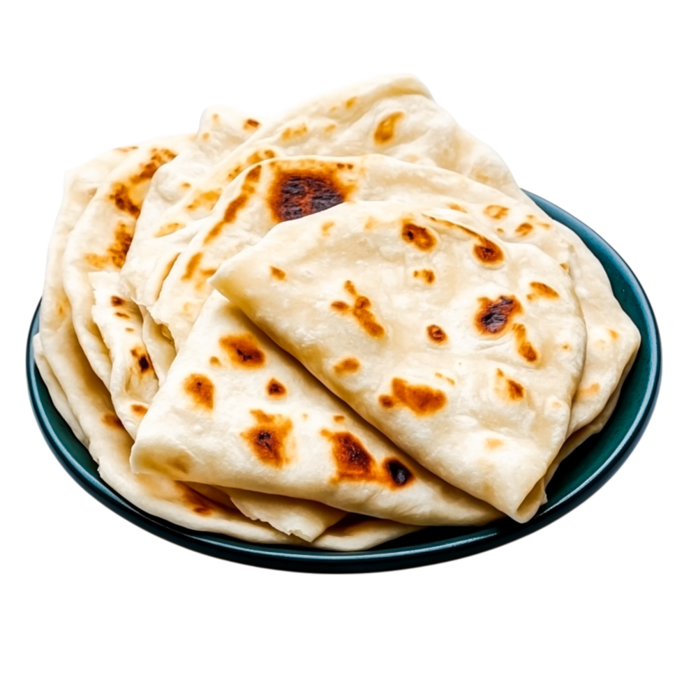 Freshly Cooked Flatbread Plate with Light Golden Brown Spots png