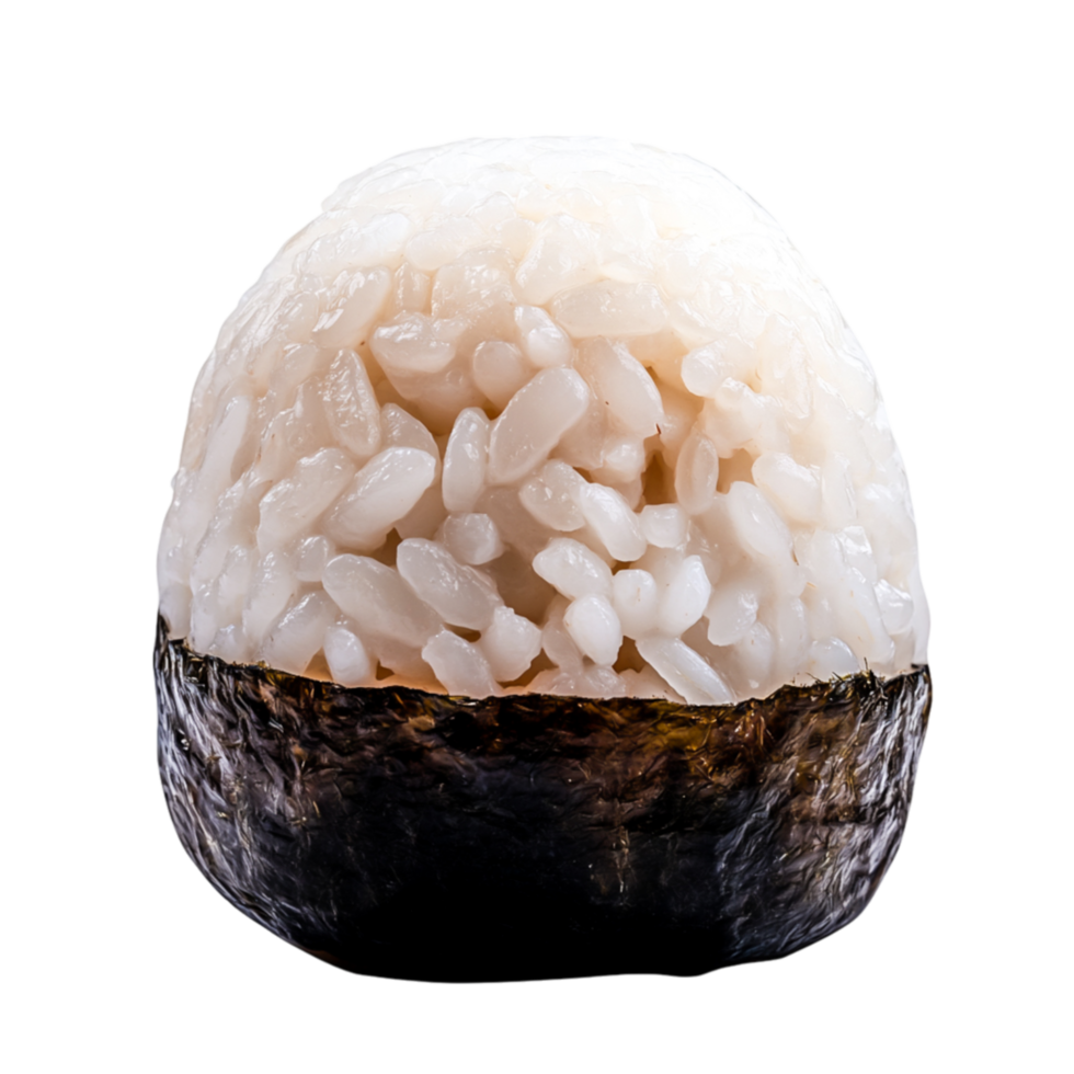 Delicious Rice Ball Wrapped in Seaweed with a Glossy Finish and Texture png