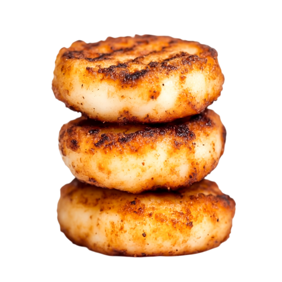 Delicious Golden-Brown Grilled Potato Cakes Stacked on Each Other png