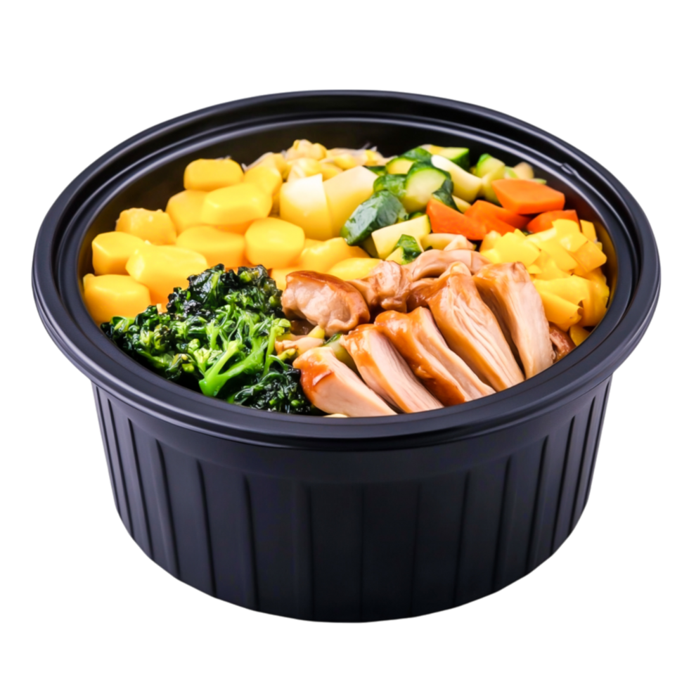 Healthy Meal Prep Bowl with Grilled Chicken and Fresh Vegetables png