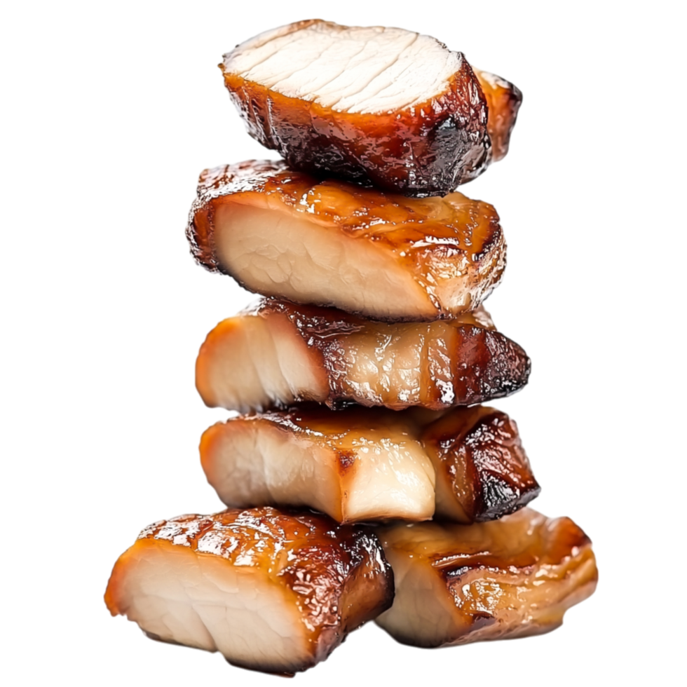 Stack of Delicious Glazed Barbecue Pork Slices png