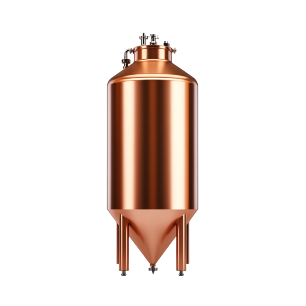 Copper Industrial Vessel with Conical Base for Storage and Processing png