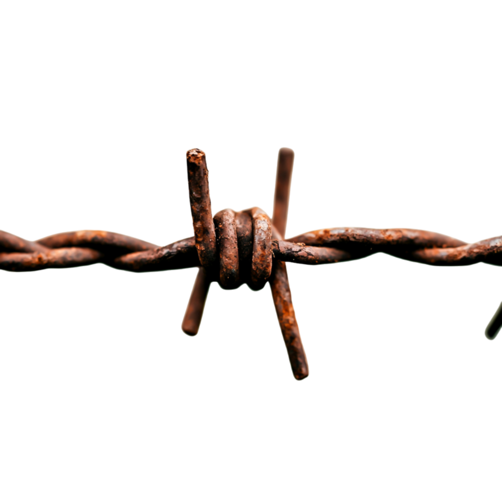 Rusty Barbed Wire on Dark Background with Sharp Edges and Textured Surface png