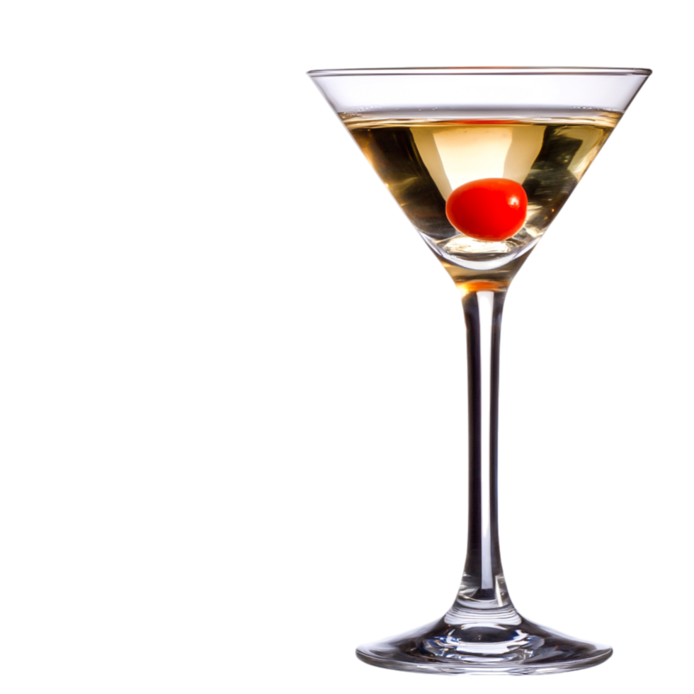 Classic Martini Cocktail with Olive Garnish in Elegant Glassware png