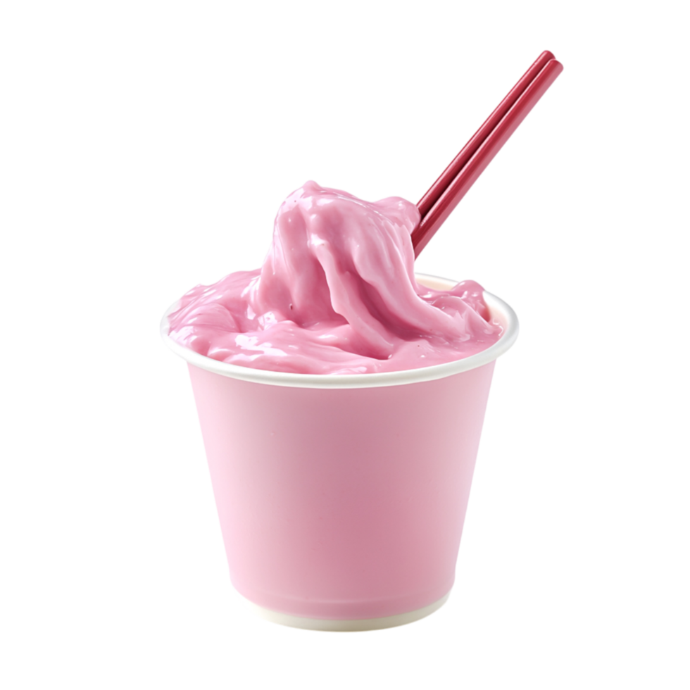 Creamy Pink Dessert in Cup with Straw and Whipped Topping png