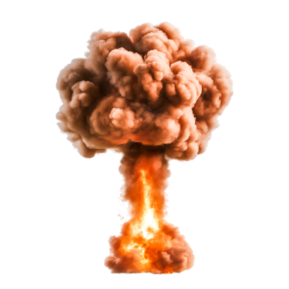 Large Explosive Cloud of Smoke and Fire Rising from a Ground Explosion png