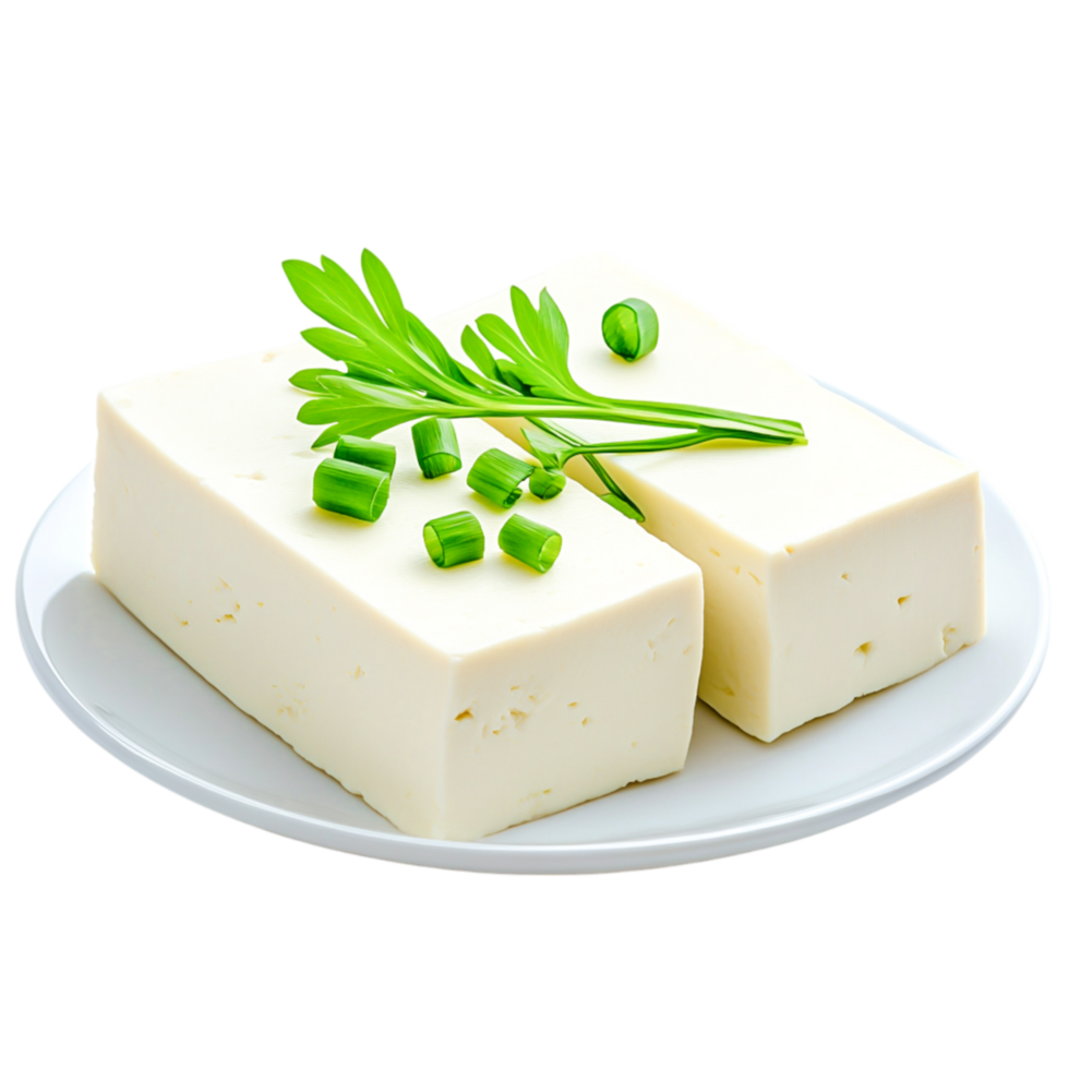 Fresh Soft Cheese with Green Chives White Plate png