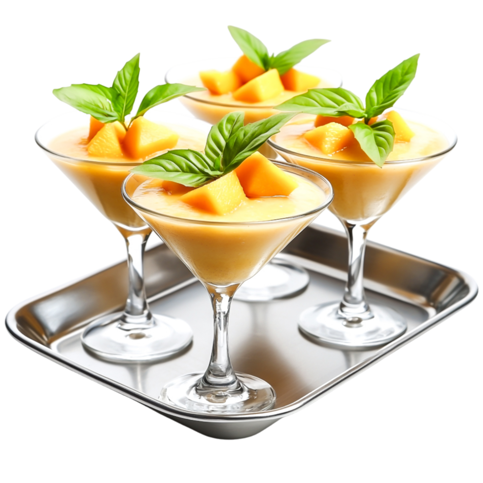 Refreshing Mango Dessert Cups with Mint Garnish Tray png