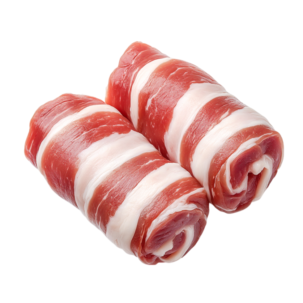 Fresh Meat Rolls Enveloped in Thin Slices of Pork for Gourmet Dishes png