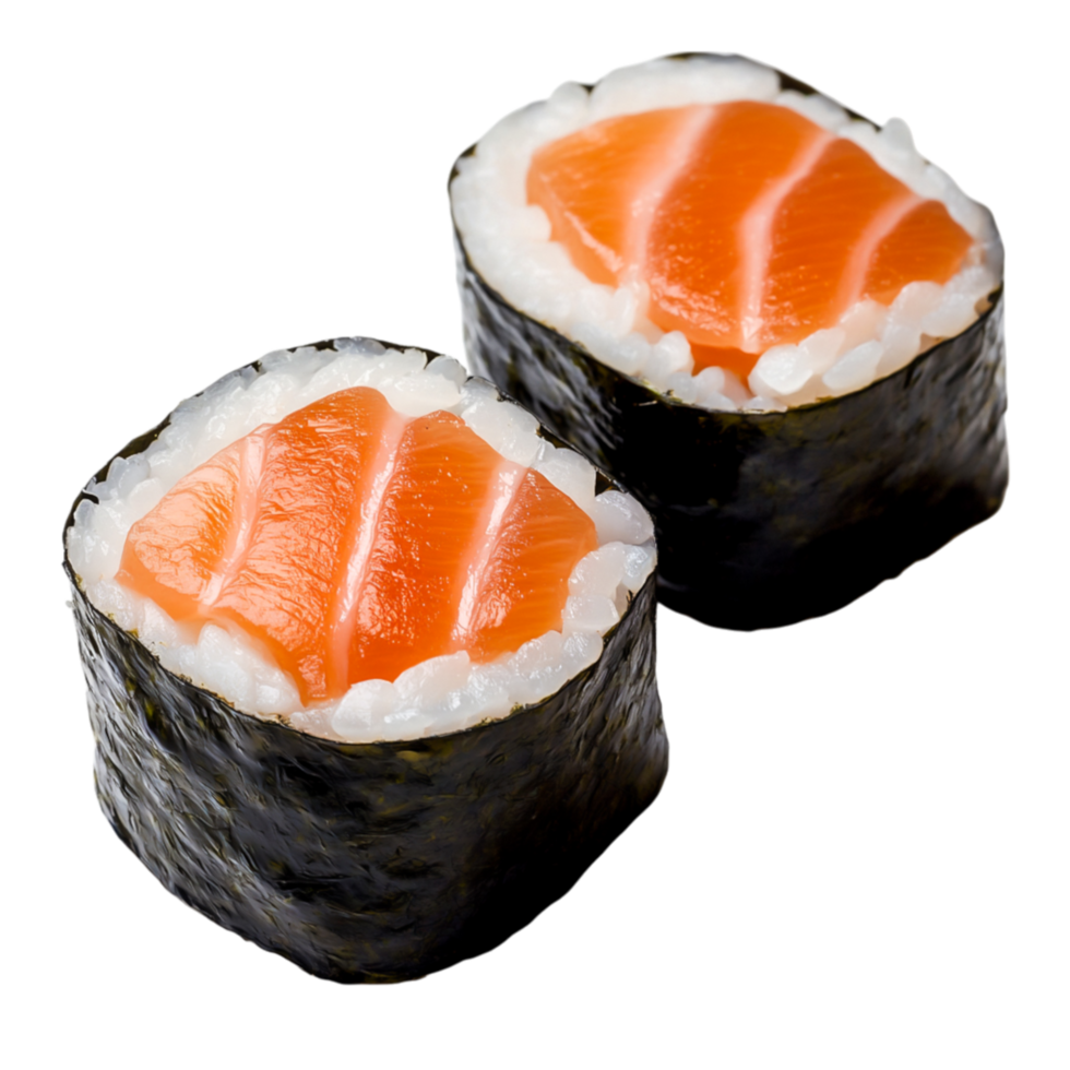 Fresh Salmon Sushi Roll with Seaweed and Rice png