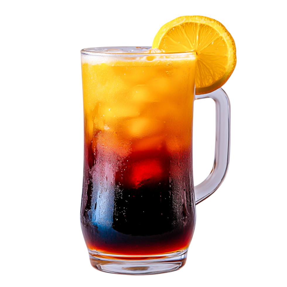 Refreshing Cocktail with Ice and Lemon Garnish in a Clear Glass png