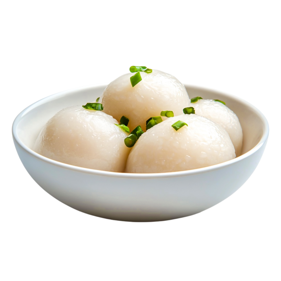Deliciously Soft Rice Balls Topped with Fresh Green Onion Garnish png