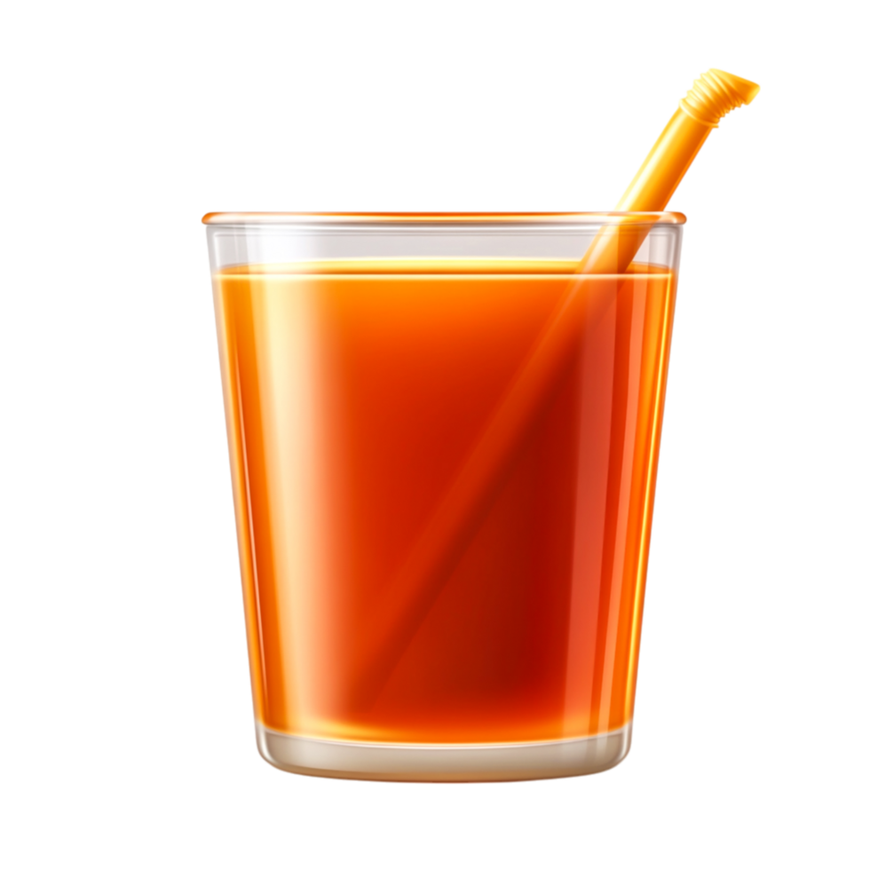 Refreshing Glass of Orange Beverage with Straw on Dark Background png
