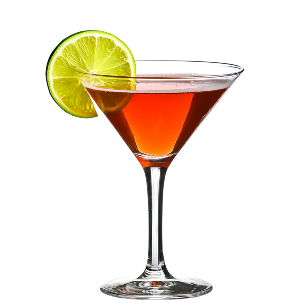 Refreshing Cocktail with Lime Garnish in Elegant Glass on png