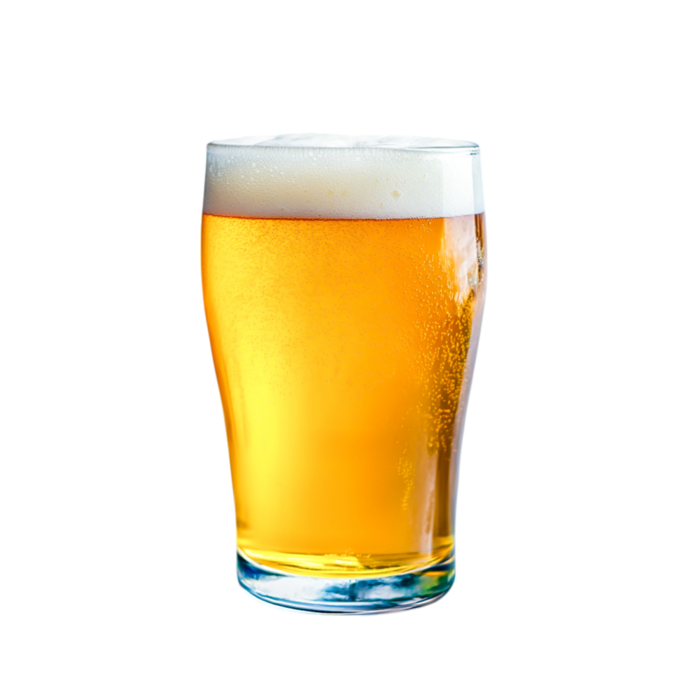 Refreshing Golden Beer in Clear Glass on png