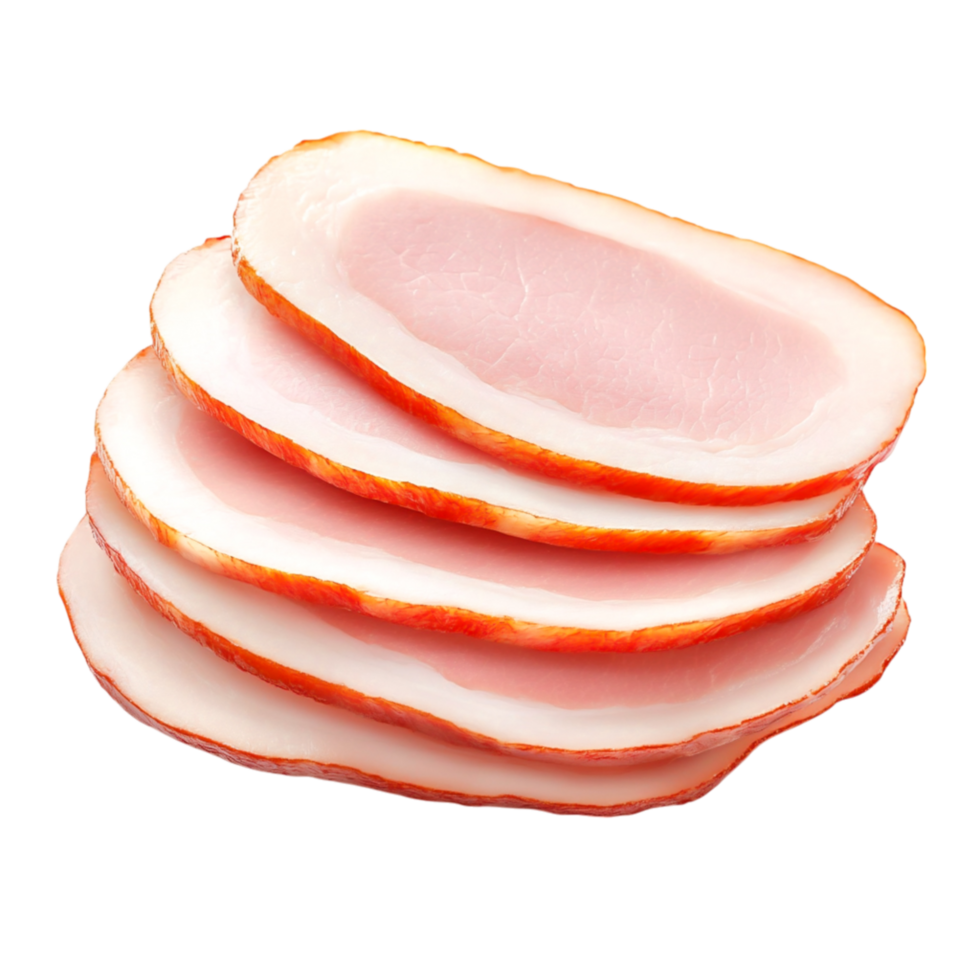 Slices of Lean Cooked Ham on for Culinary Use and Presentation png