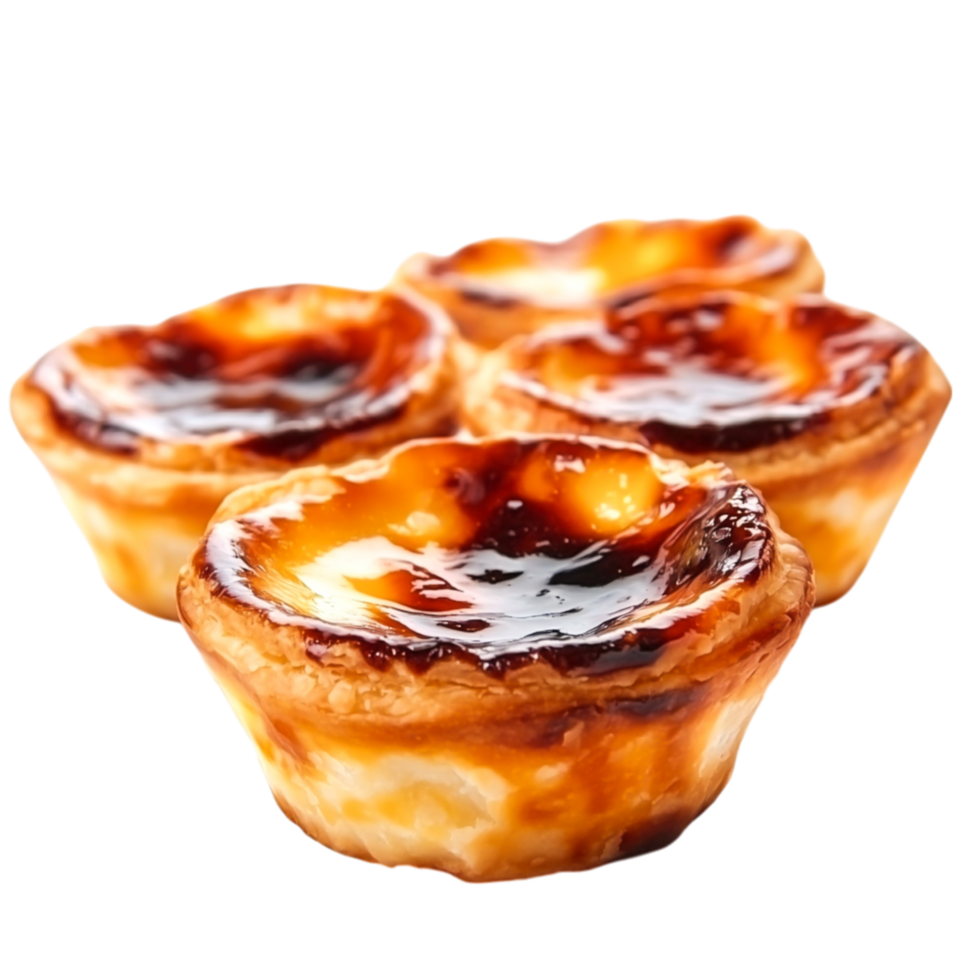 Delicious Dessert Tarts with Creamy Filling and Caramelized Sugar Top png