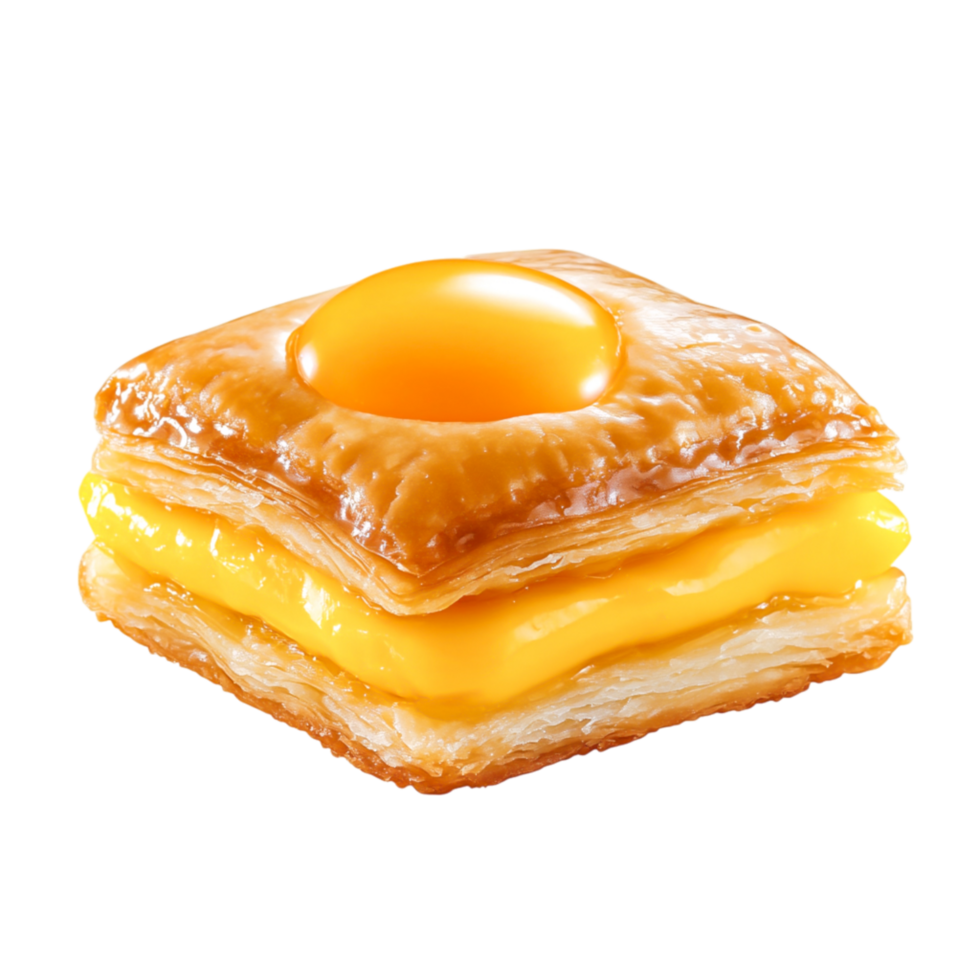 Creamy Egg Filling in Flaky Pastry with Golden Yolk on Top png