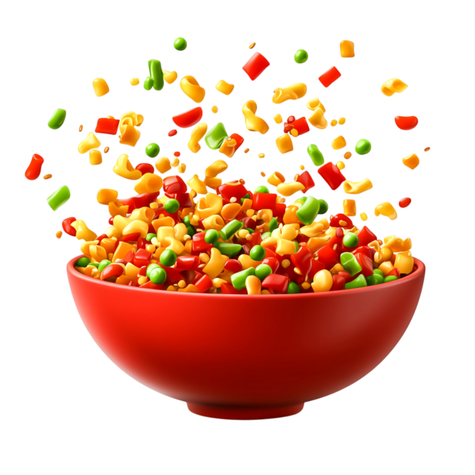 Vibrant Mixed Vegetables in Red Bowl Creating a Colorful Culinary Display png