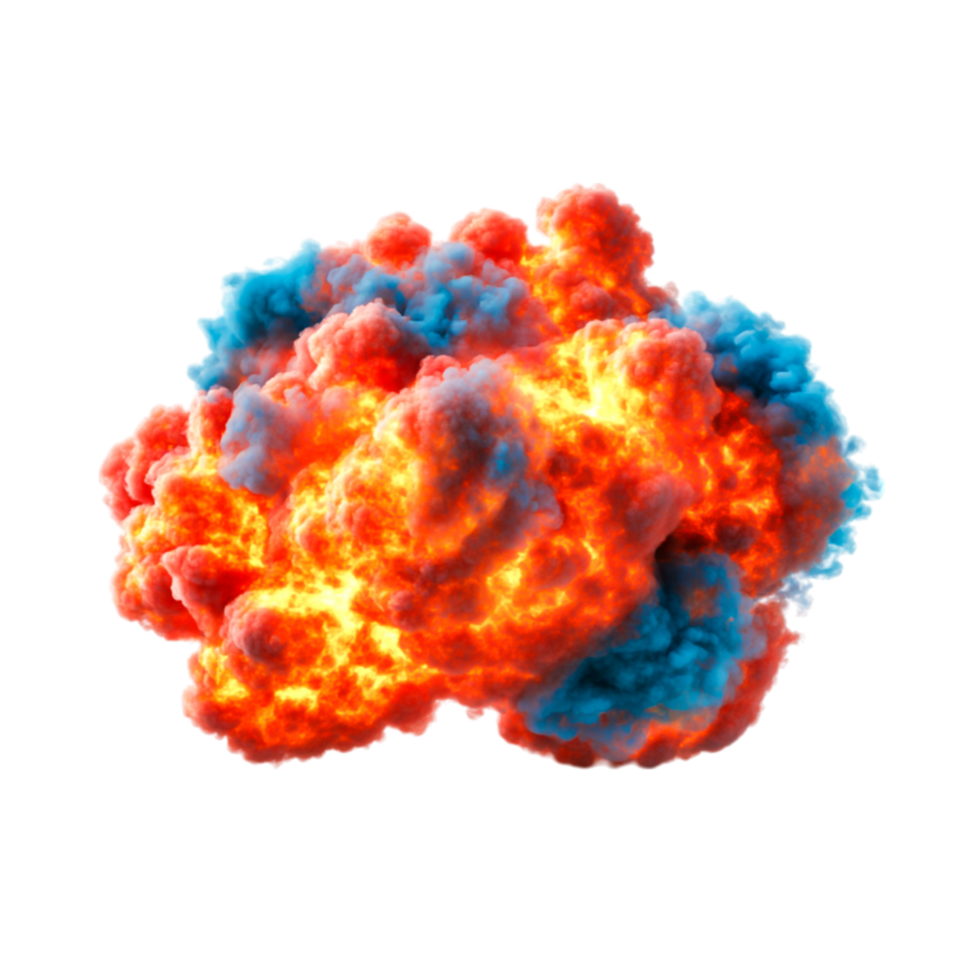 Colorful Explosion of Smoke and Fire with Intense Flames and Vibrant Hues png