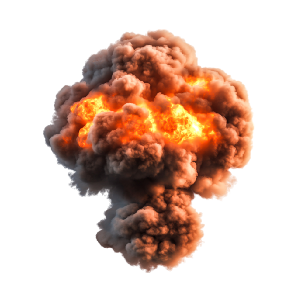 Dramatic Explosion with Fire and Smoke Effects on png