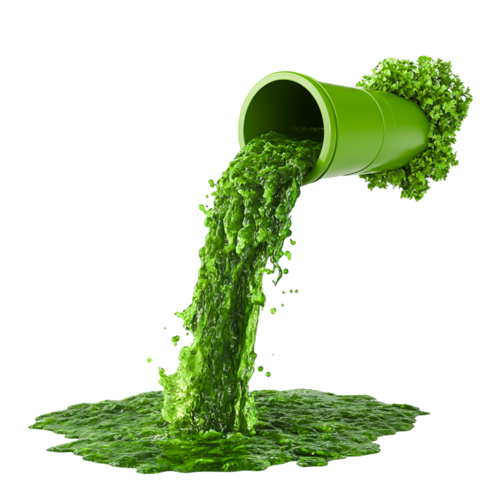 Vibrant Green Liquid Pouring from Container, Captivating Splash Effect png