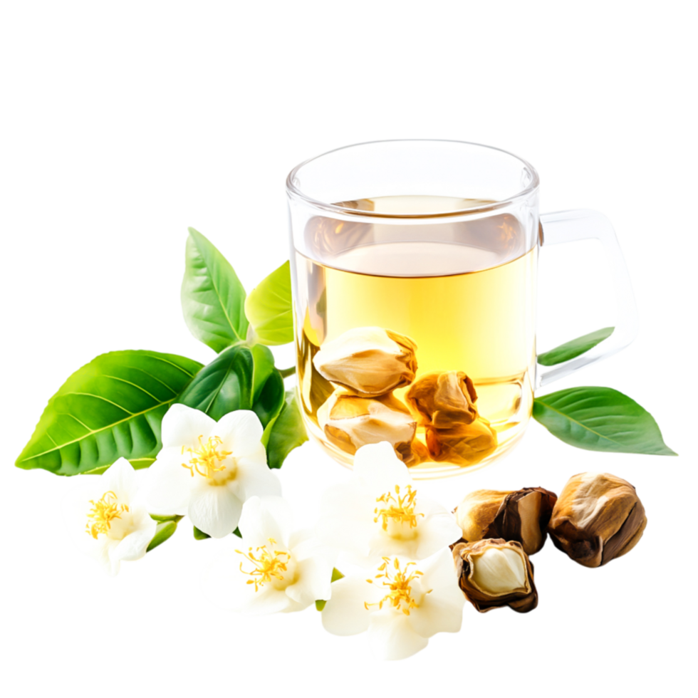 Herbal Tea Infusion with Jasmine Flowers and Dried Fruits on png
