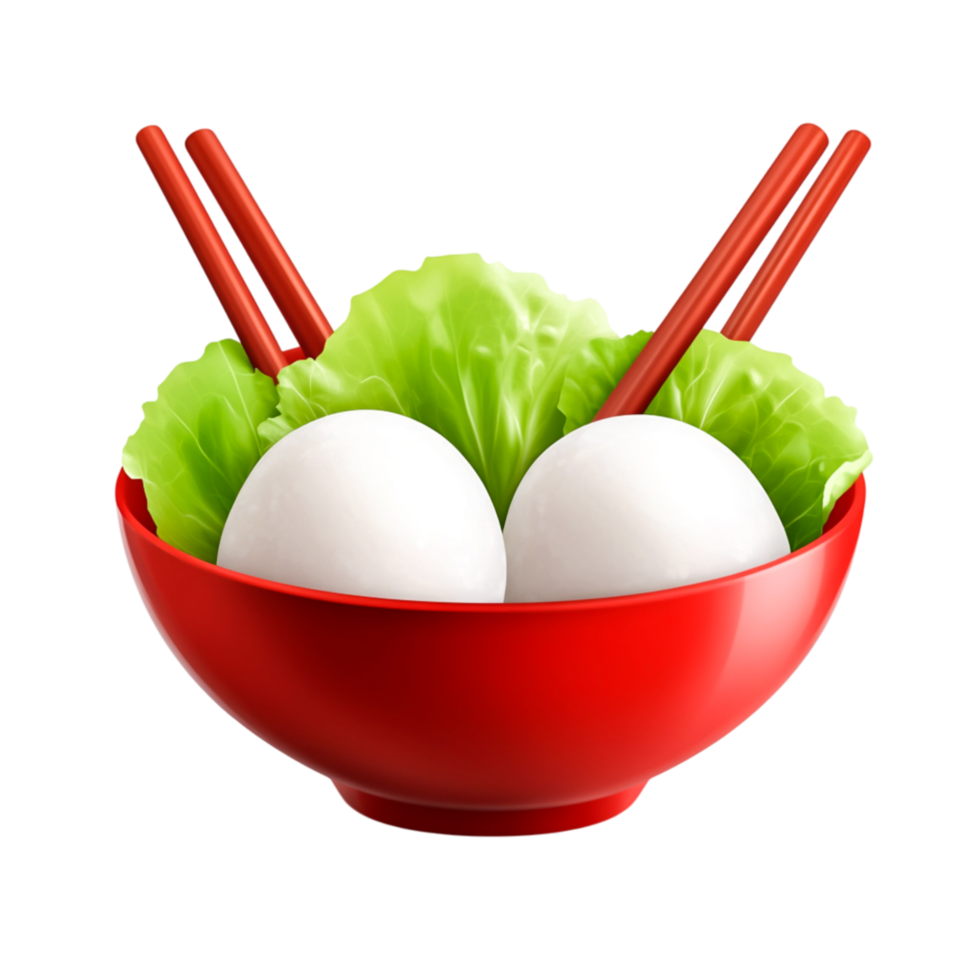Colorful Bowl of Fresh Lettuce and Soft Eggs with Chopsticks on png
