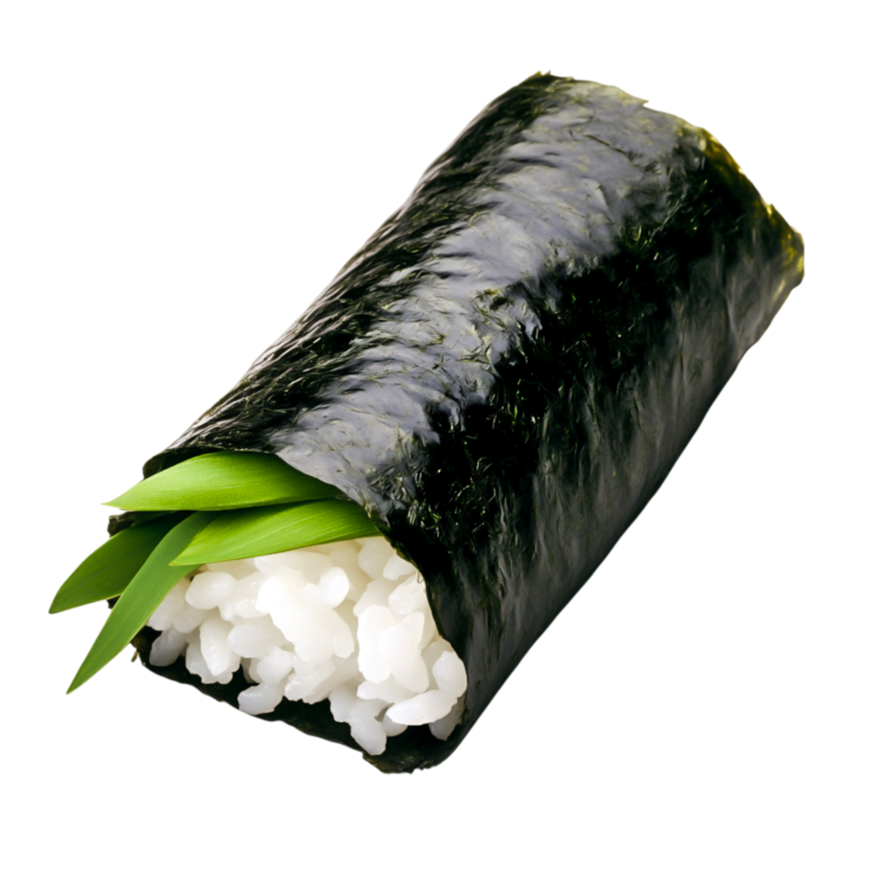 Fresh Sushi Roll with Rice and Green Vegetables on png
