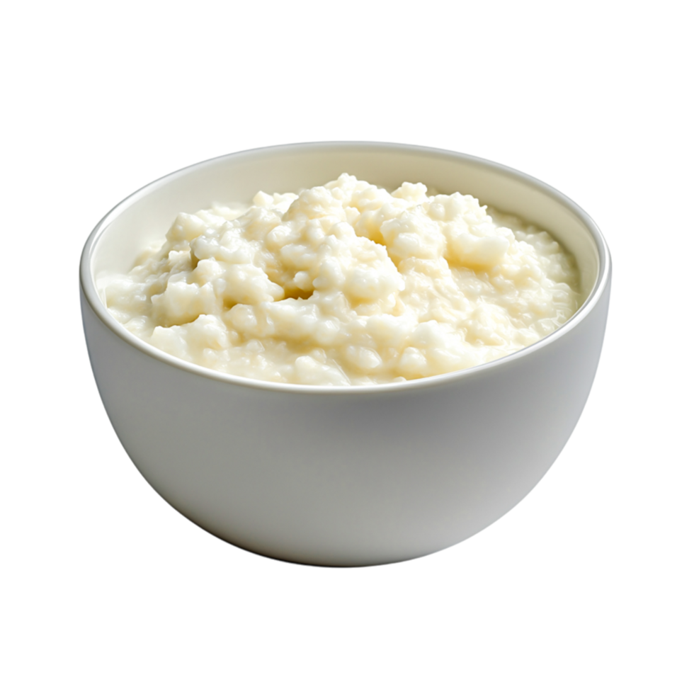 Creamy Rice Pudding in a White Bowl Dark Background png