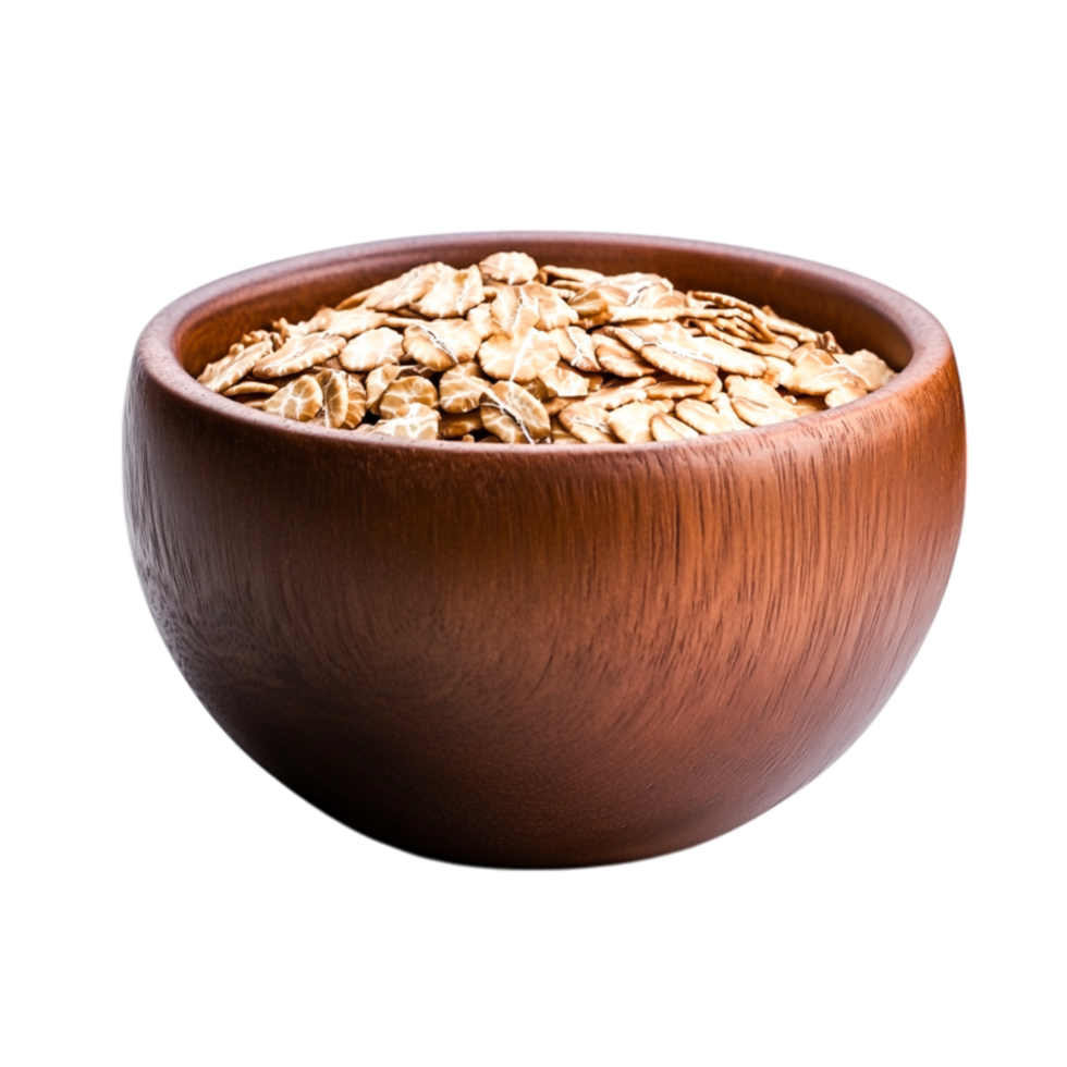 Wooden Bowl Filled with Raw Oats on png