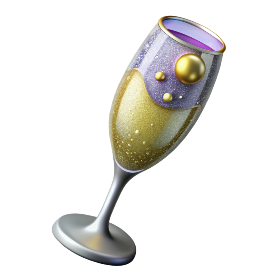 vibrant artistic Sparkling Champagne Glass Cutout with Bubbles high quality png